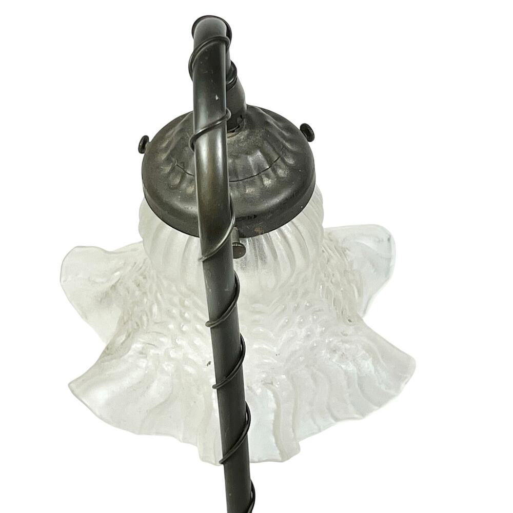 Vintage Flower Lily Pad Gooseneck Lamp Frosted Glass Tulip Shade 15" Tall - Picture 5 of 11